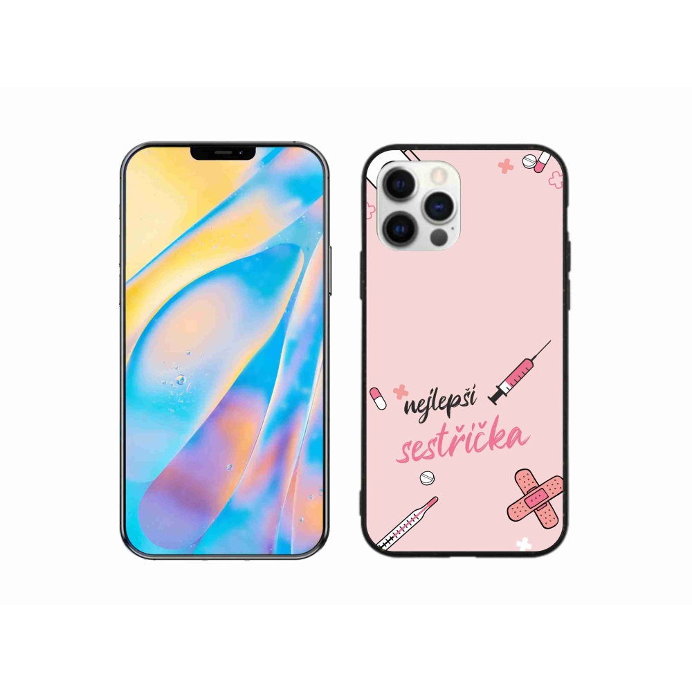 Gélový kryt mmCase na iPhone 12 Pro - najlepšia sestrička ružové pozadie