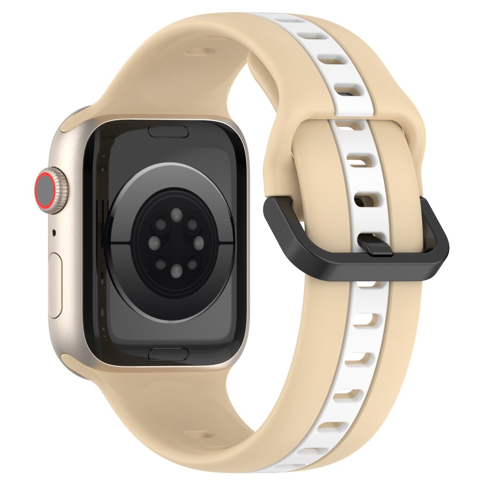 Strap silikónový remienok na Apple Watch Ultra/Ultra 2 49mm/SE/SE 2022/2023 44mm/9/8/7 45mm/6/5/4 44mm/3/2/1 42 mm - khaki/biely