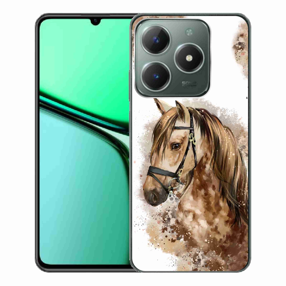 Gélový kryt mmCase na Realme C61 - hnedý kreslený kôň