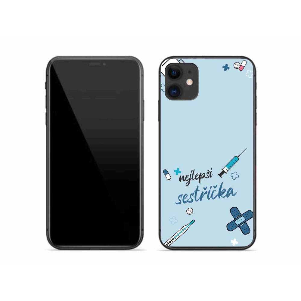 Gélový kryt mmCase na iPhone 11 - najlepšia sestrička modré pozadie