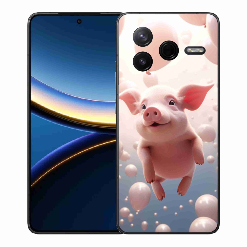 Gélový kryt mmCase na Xiaomi Poco F7 Pro - prasiatko s balónikmi