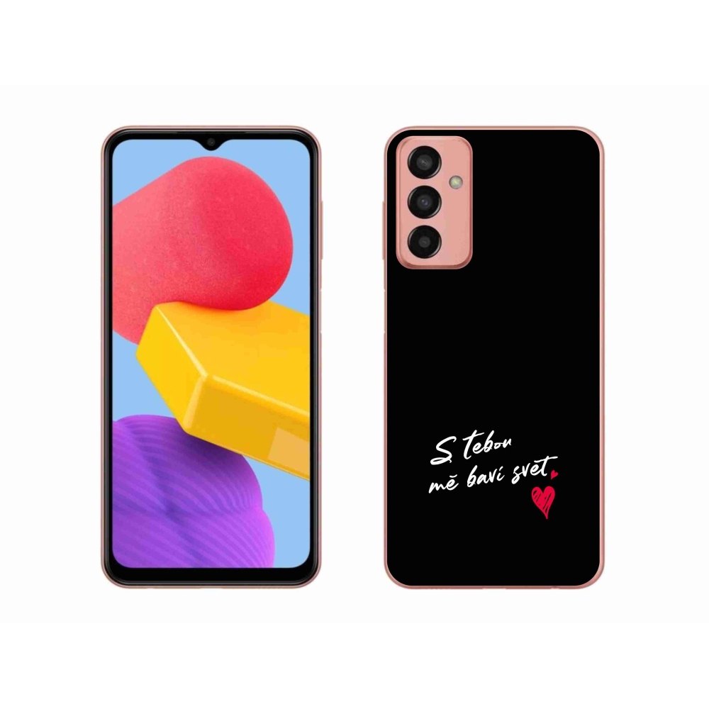 Gélový kryt mmCase na Samsung Galaxy M13 - zamilovaný text 1 čierne pozadie