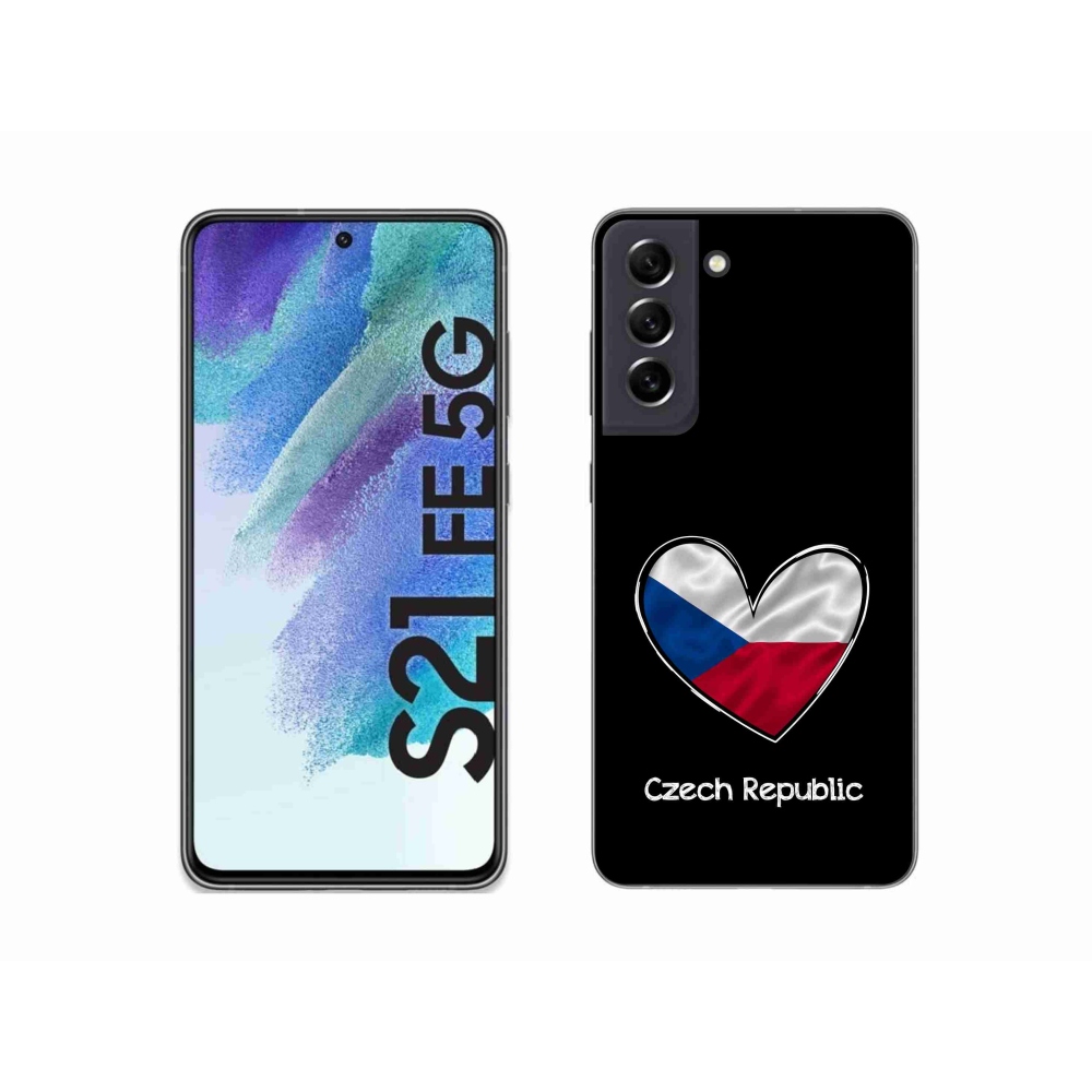 Gélový kryt mmCase na Samsung Galaxy S21 FE 5G - vlajka srdca čierne pozadie