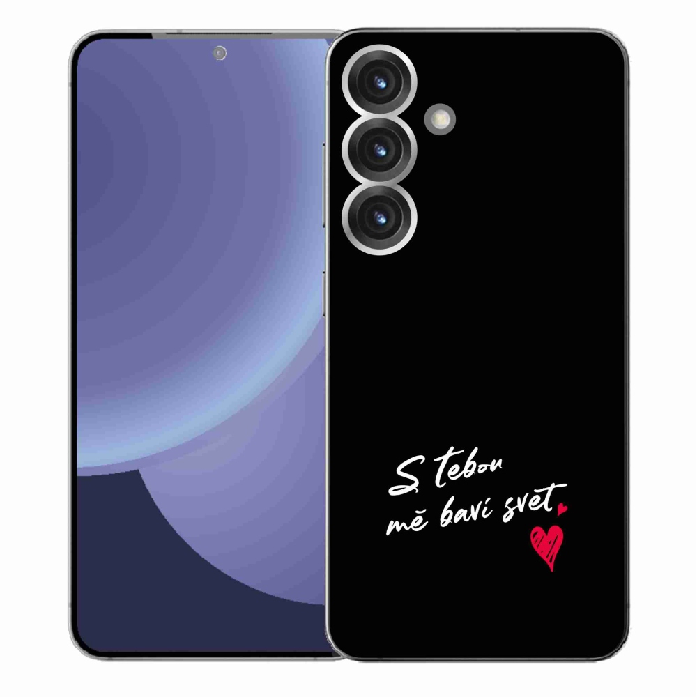 Gélový kryt mmCase na Samsung Galaxy S25+ - zamilovaný text 1 čierne pozadie