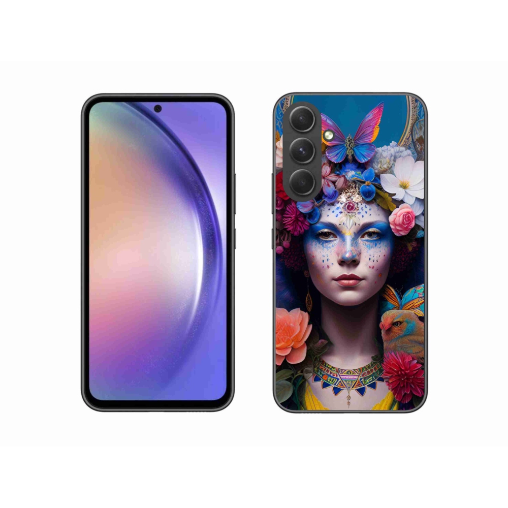 Gélový kryt mmCase na Samsung Galaxy A54 5G - žena s kvetinami