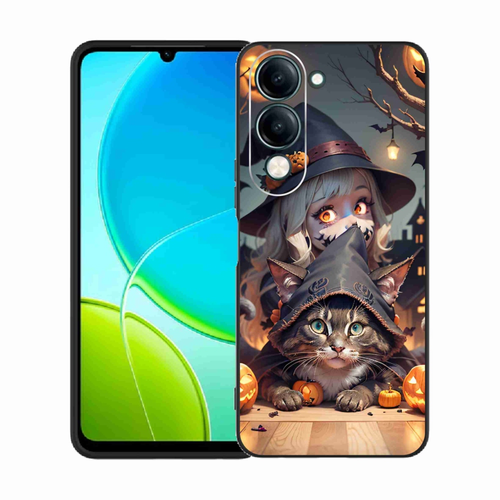 Gélový kryt mmCase na Vivo Y29s 5G - čarodejnica s mačkou