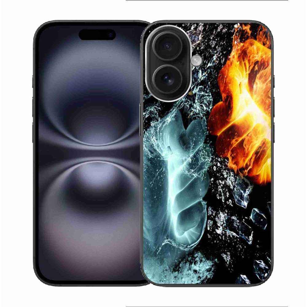 Gélový kryt mmCase na iPhone 16 - voda a oheň