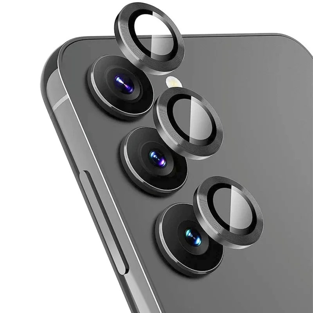Metal sklo šošovky fotoaparátu na Samsung Galaxy S25 FE (samostatné sklá) - čierne