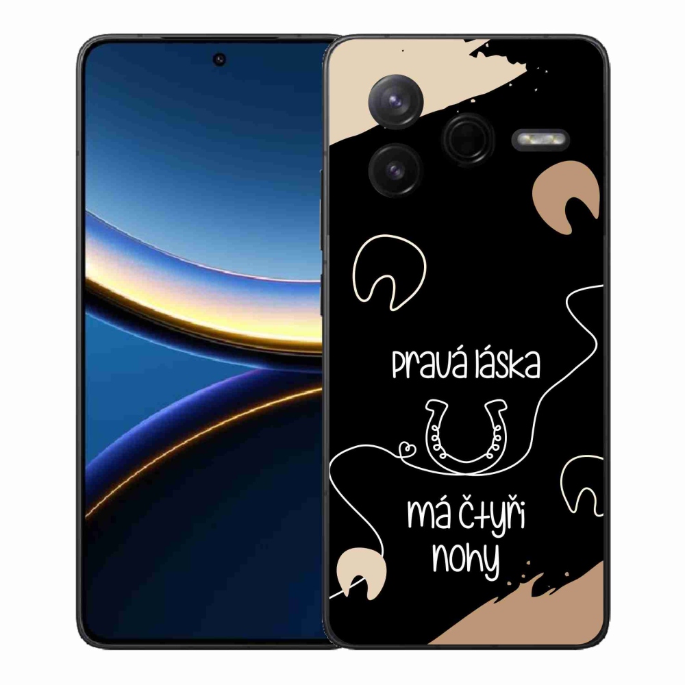 Gélový kryt mmCase na Xiaomi Poco F7 Pro - konský motív čierne pozadie