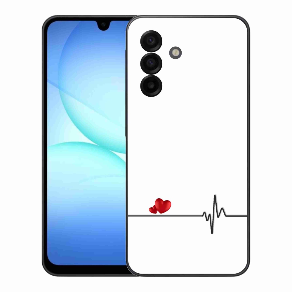 Gélový kryt mmCase na Samsung Galaxy A17 4G/5G - srdce a tep biele pozadie