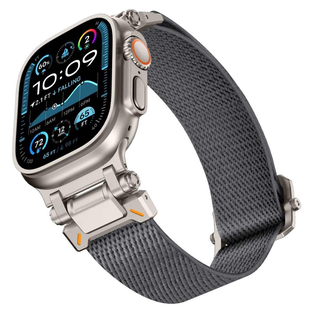Titanium nylonový remienok na Apple Watch Ultra/Ultra 2 49mm/SE/SE 2022/2023 44mm/10 46mm/9/8/7 45mm/6/5/4 44mm/3/2/1 42 mm - sivý