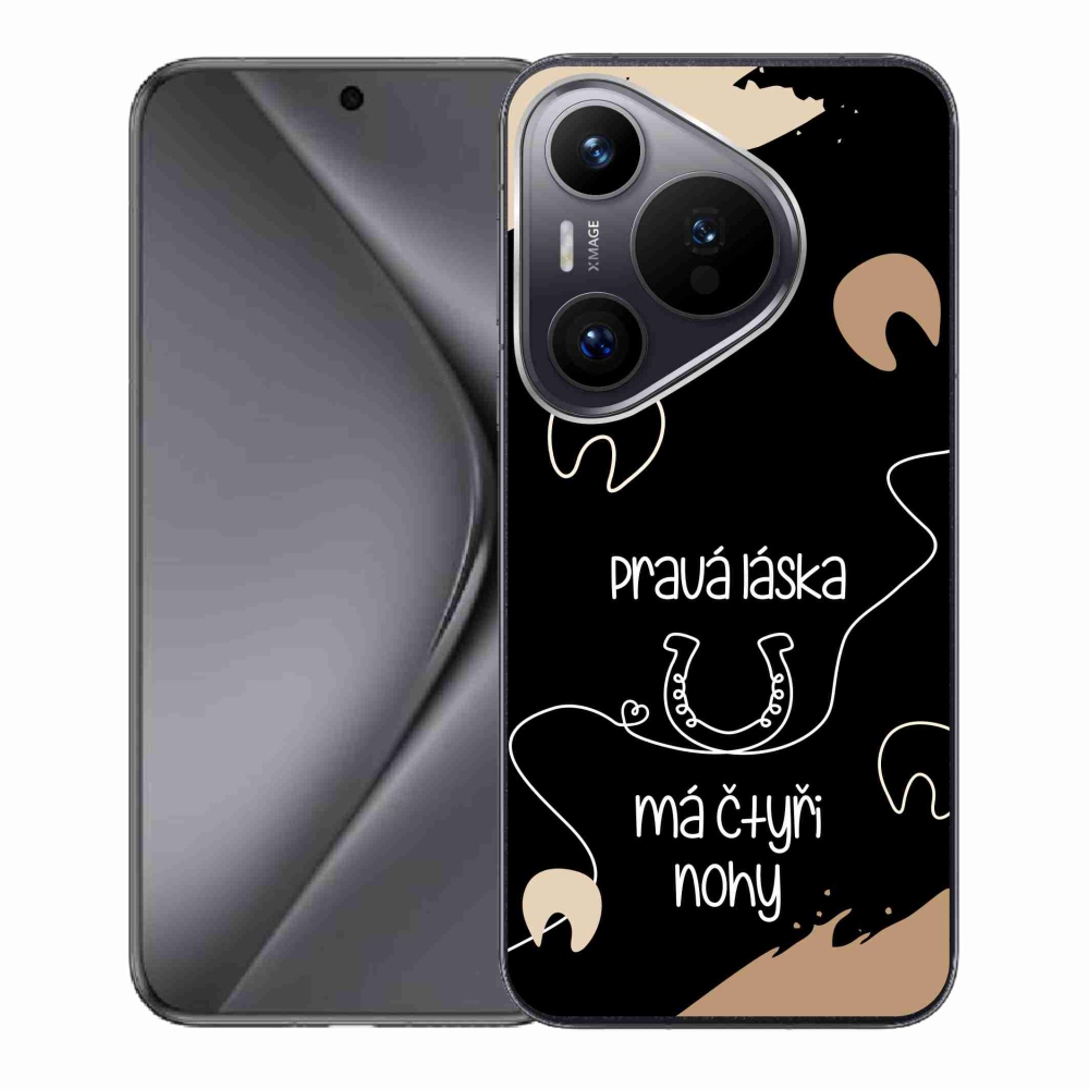 Gélový kryt mmCase na Huawei Pura 70 - konský motív čierne pozadie