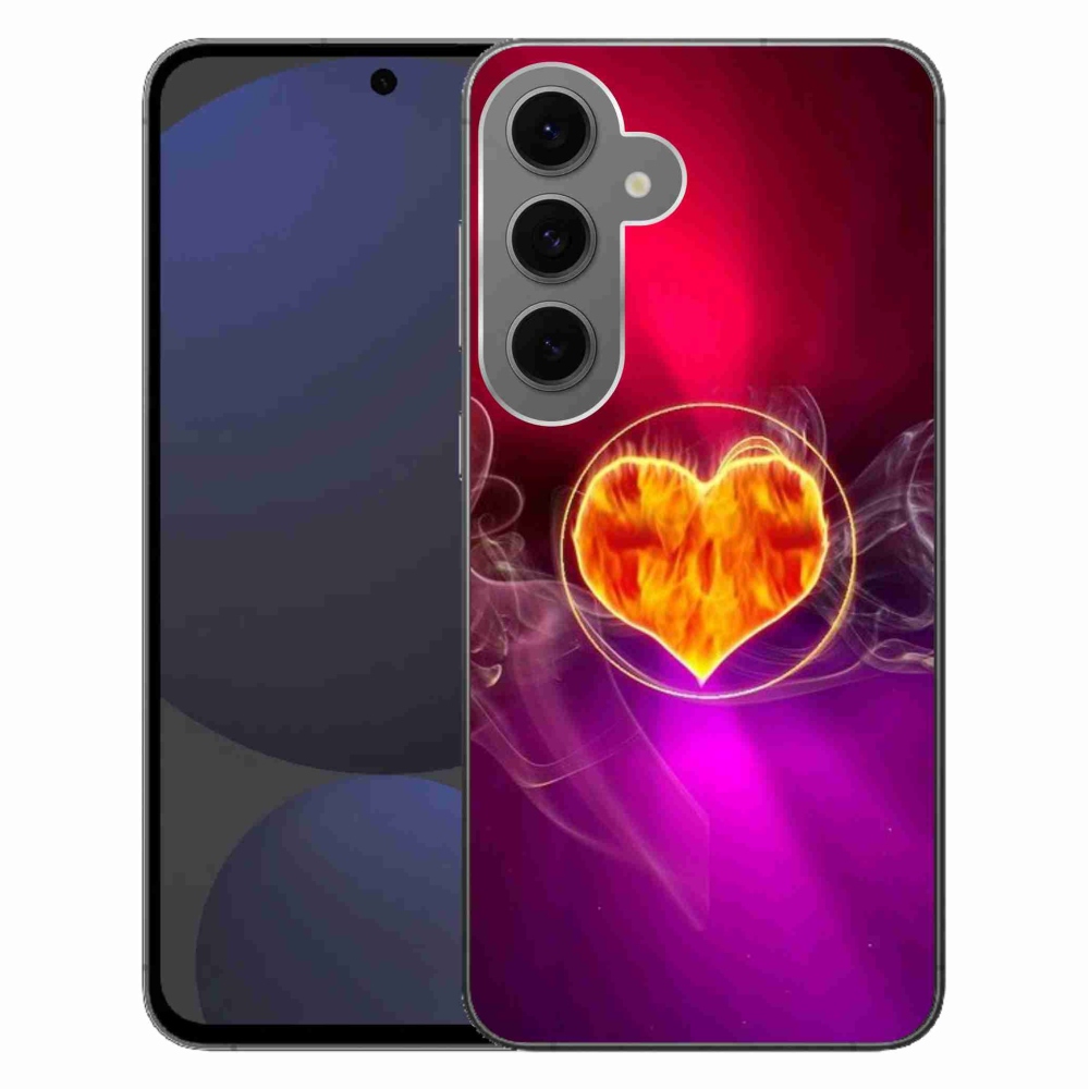 Gélový kryt mmCase na Samsung Galaxy S24 FE - ohnivé srdce