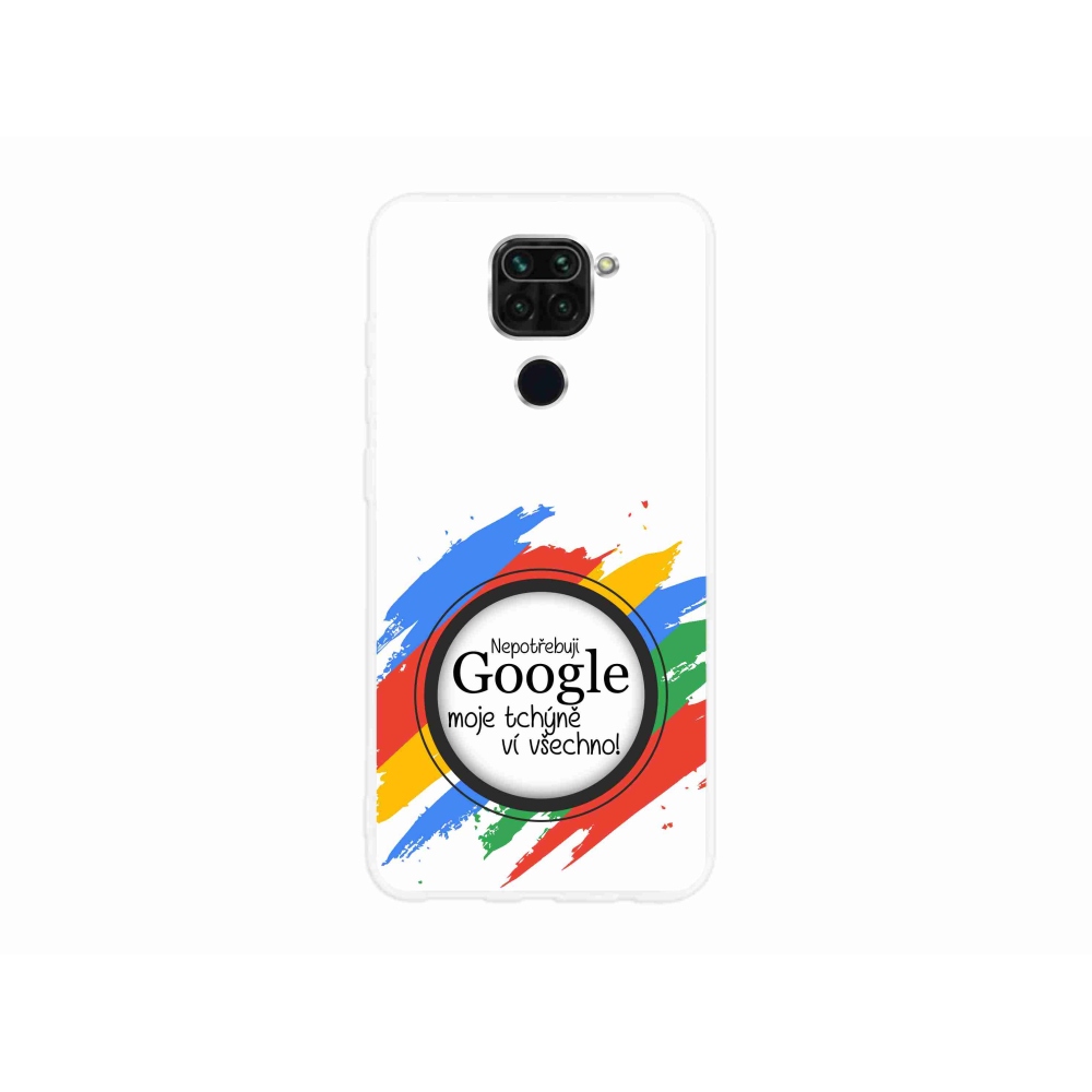 Gélový kryt mmCase na Xiaomi Redmi Note 9 - svokra vie všetko biele pozadie