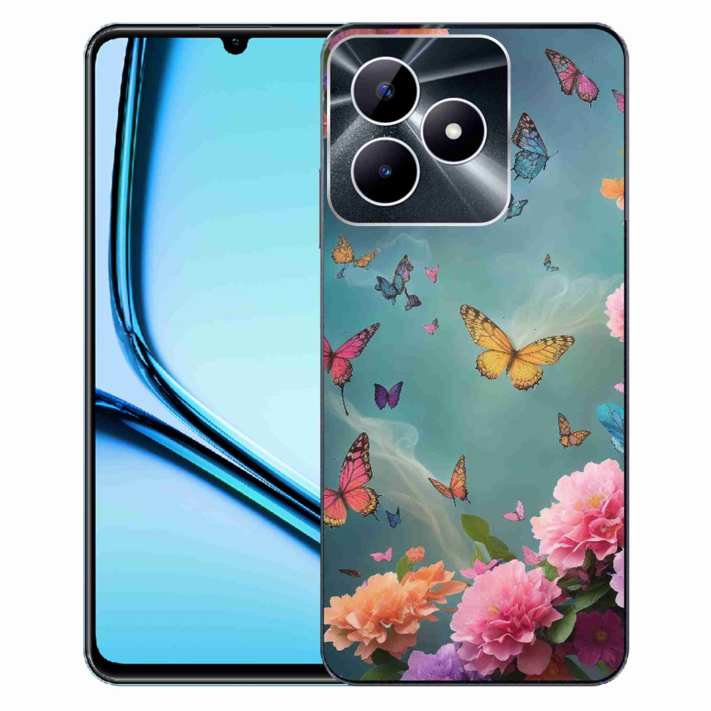 Gélový kryt mmCase na Realme Note 50 - farebné kvety a motýle