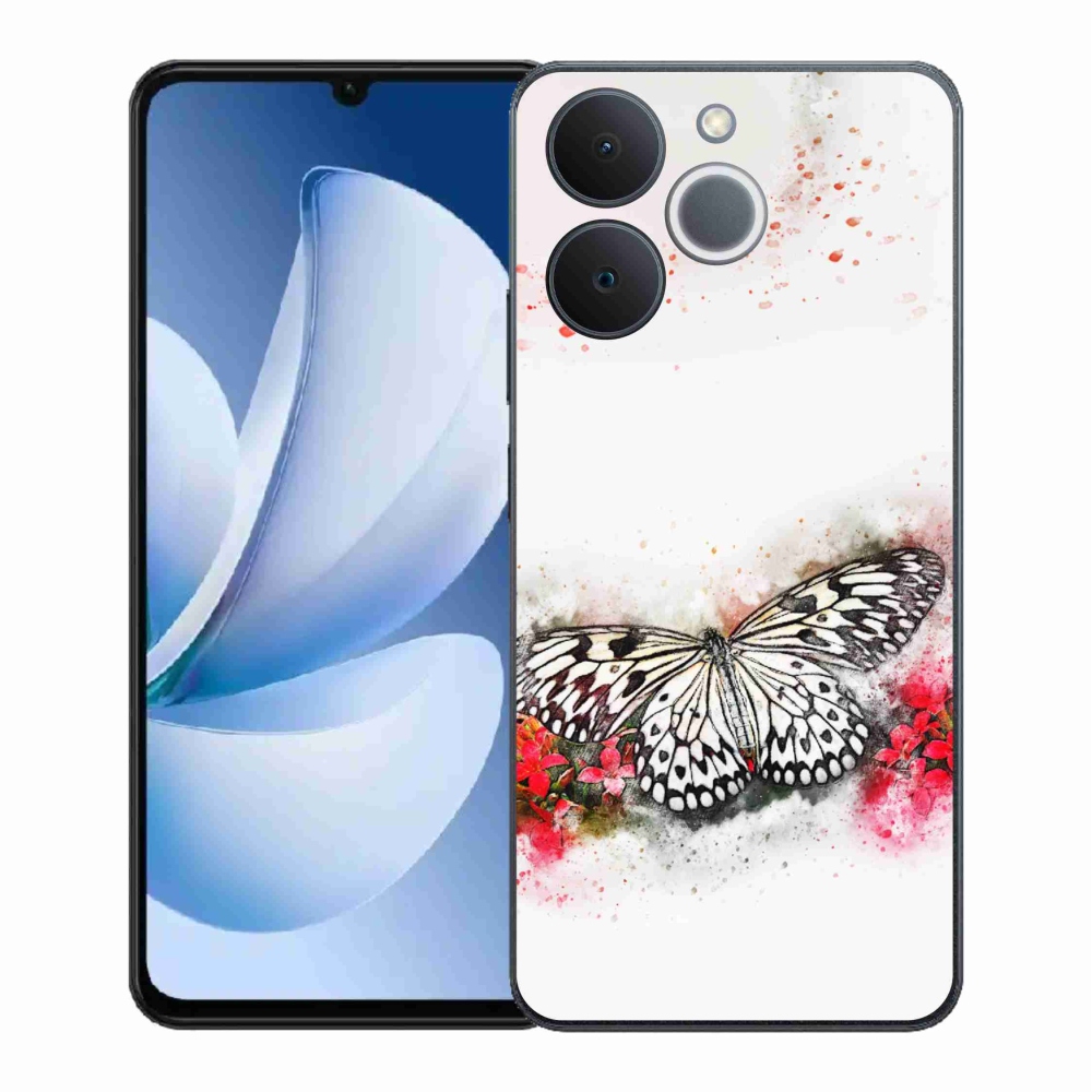 Gélový kryt mmCase na Realme Note 70T - čiernobiely motýľ