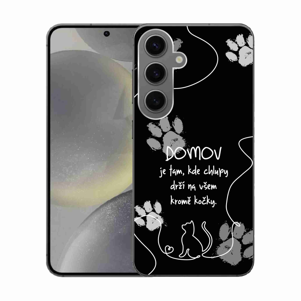 Gélový kryt mmCase na Samsung Galaxy S24 - mačacie motív čierne pozadie