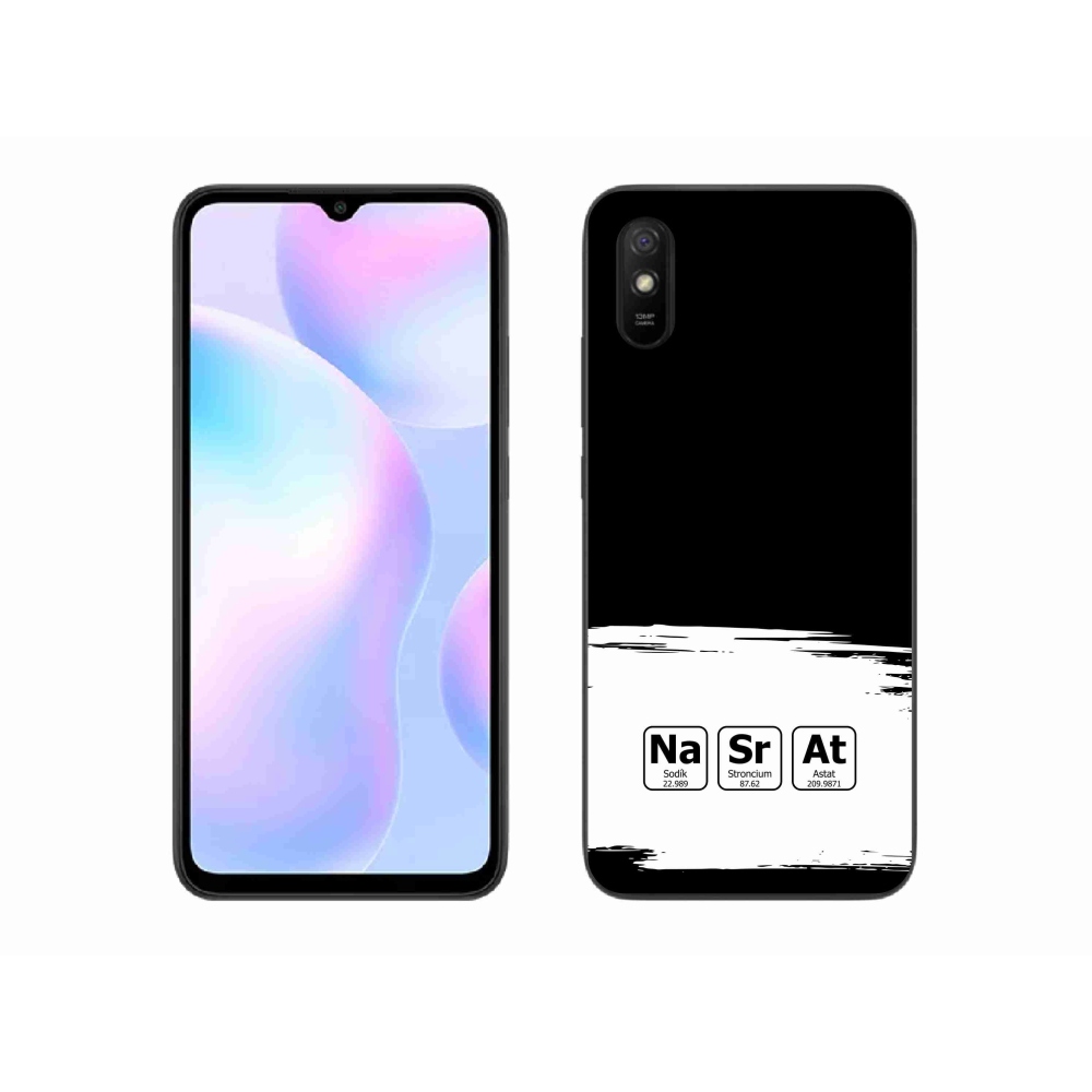 Gélový kryt mmCase na Xiaomi Redmi 9A - chemické prvky bieločierne pozadie