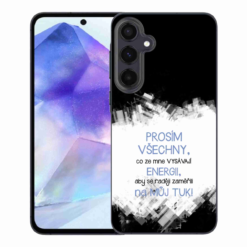 Gélový kryt mmCase na Samsung Galaxy A55 5G - vtipný text 1 modrý