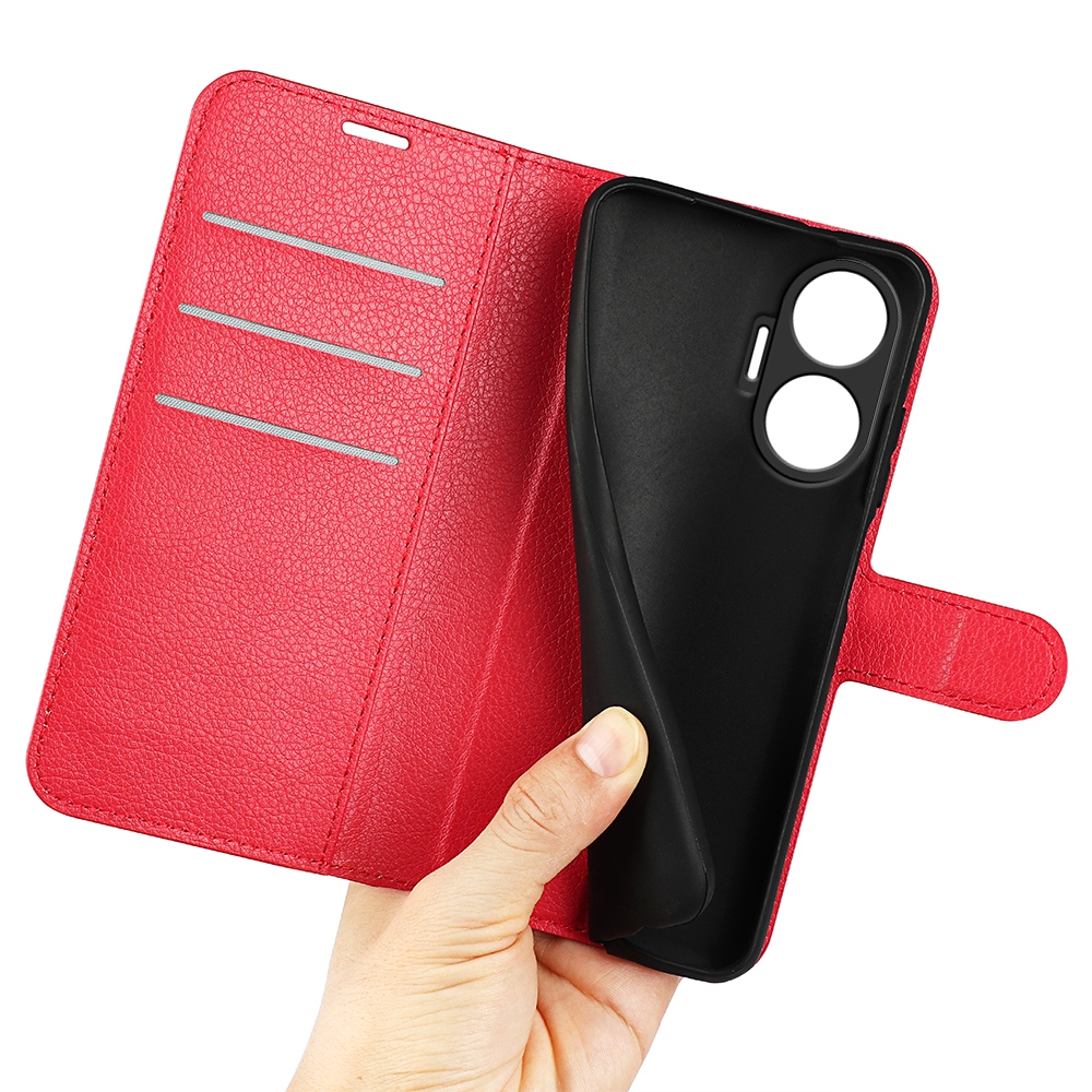 Litchi knižkové puzdro na Xiaomi Poco F7 5G - červené