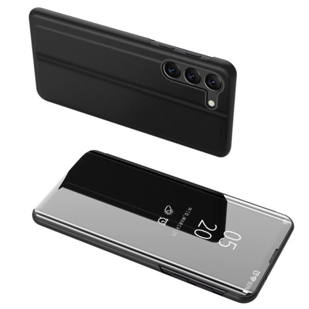 Clear zatvárací kryt s priehľadným predkom na Samsung Galaxy S23 - čierny