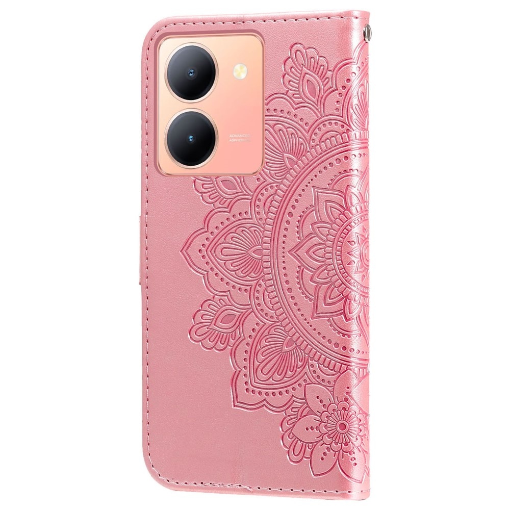 Floral knižkové púzdro na Vivo Y36 - ružové