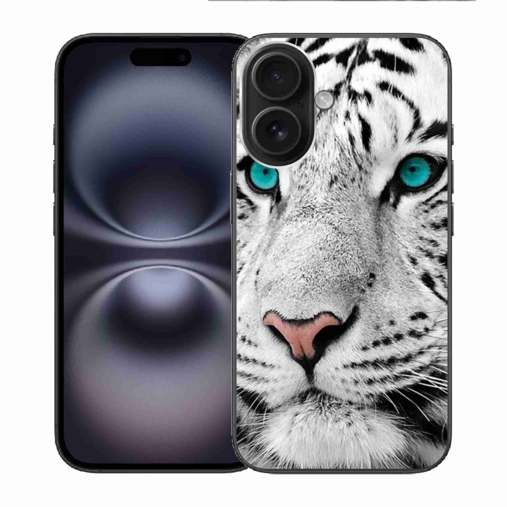 Gélový kryt mmCase na iPhone 16 - biely tiger