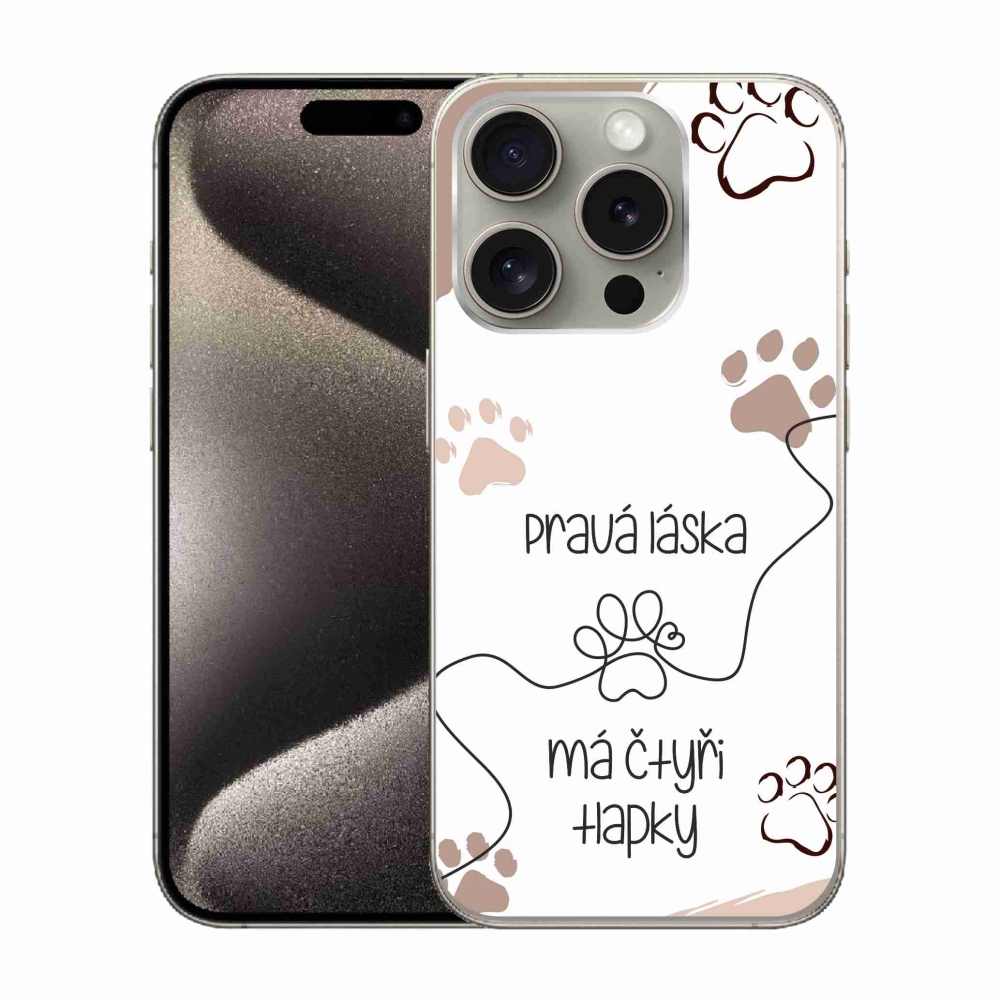Gélový kryt mmCase na iPhone 15 Pro - psí motív 1 biele pozadie