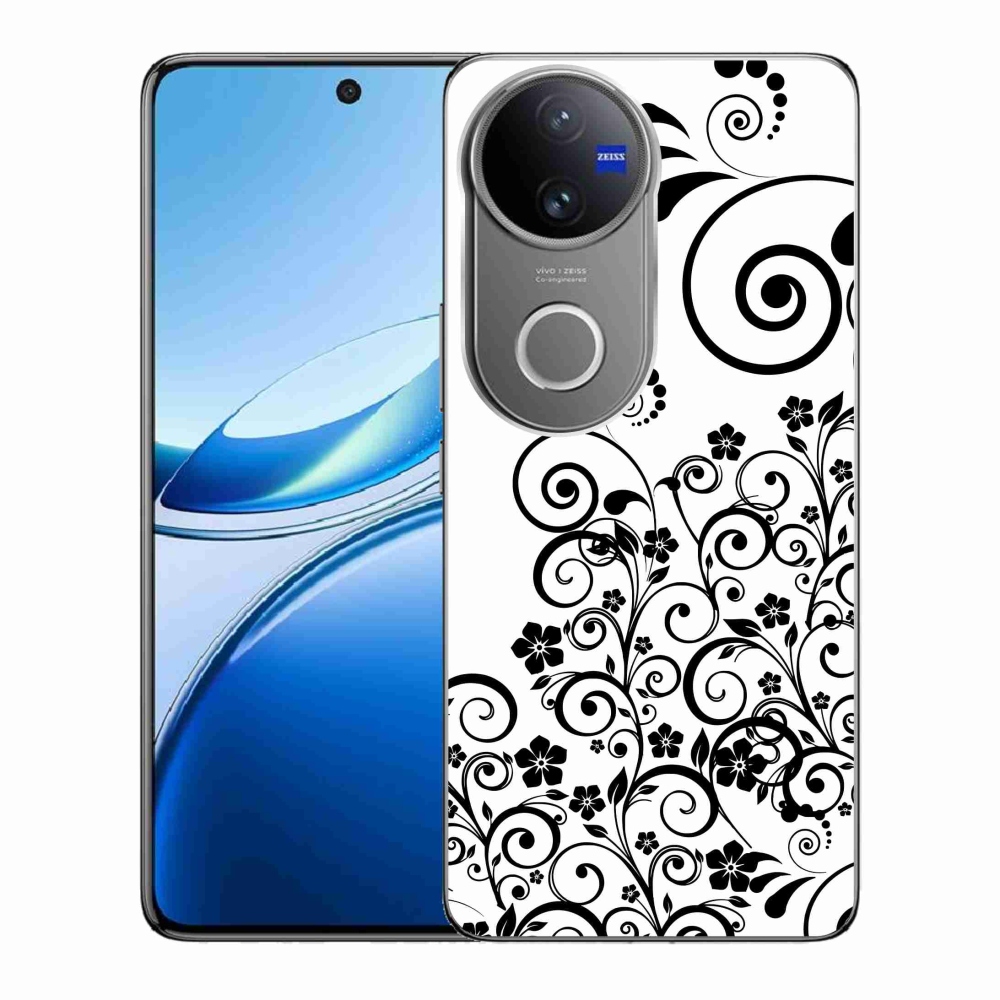 Gélový kryt mmCase na Vivo V50 5G - čiernobiele kvetinové vzory