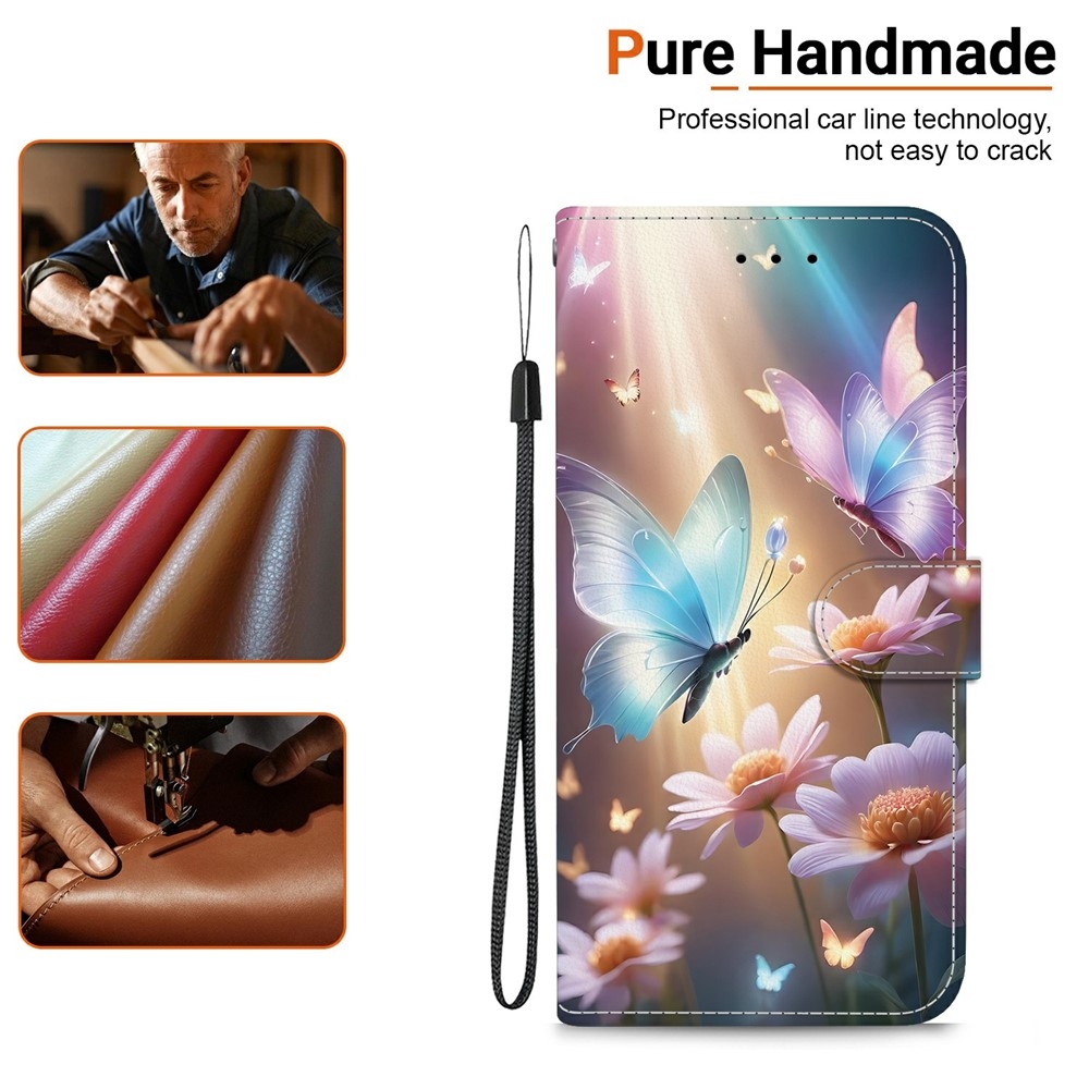 Versatile knižkové púzdro na Xiaomi Redmi 15 4G (171mm) - motýle a margarétky