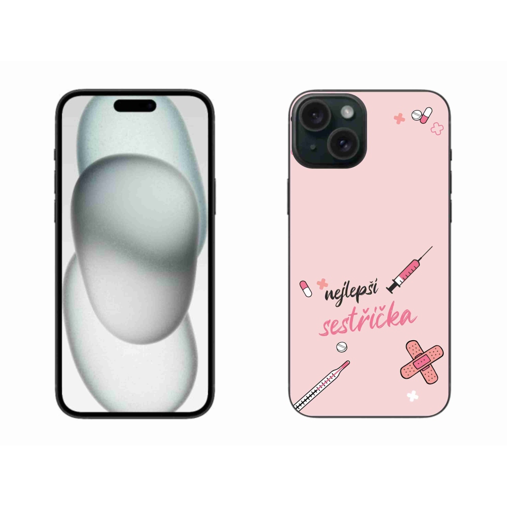 Gélový kryt mmCase na iPhone 15 Plus - najlepšia sestrička ružové pozadie