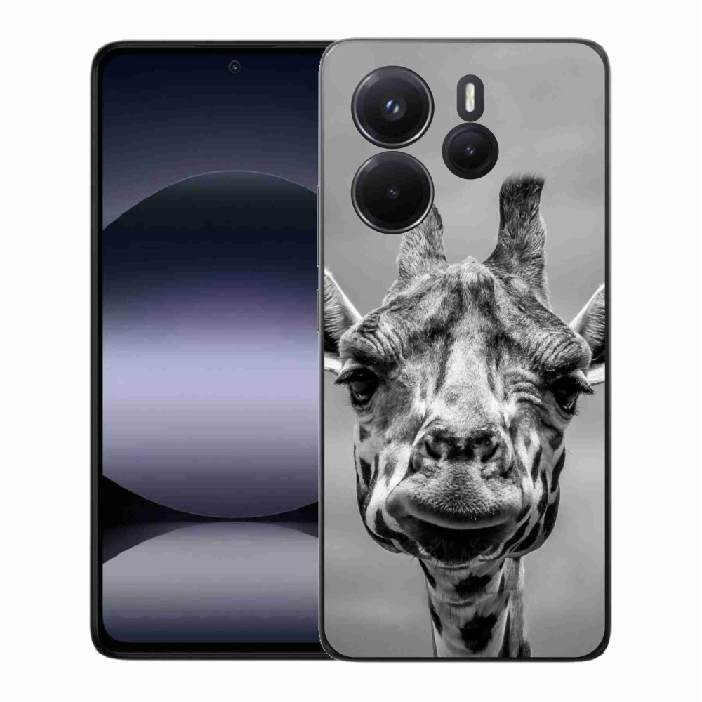 Gélový kryt mmCase na Xiaomi Redmi Note 14 - čiernobiela žirafa