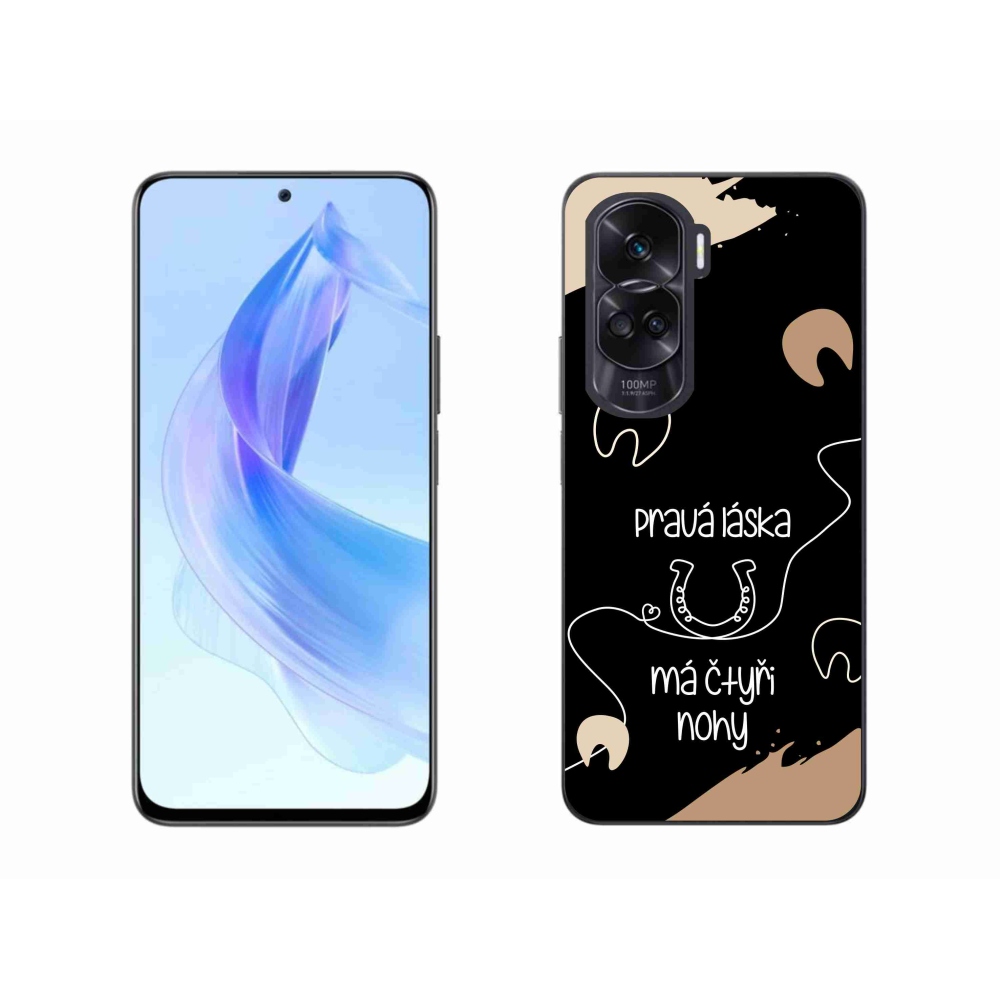 Gélový kryt mmCase na Honor 90 Lite - konský motív čierne pozadie