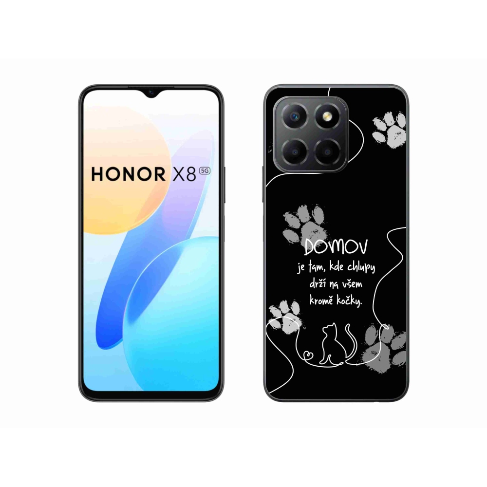 Gélový kryt mmCase na Honor X8 5G/Honor 70 Lite 5G - mačacie motív čierne pozadie