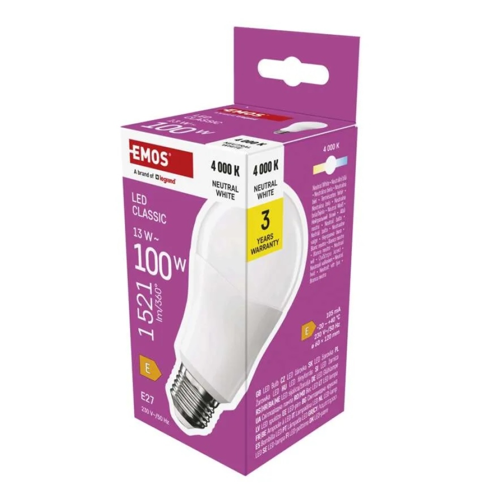 LED žiarovka Classic A60 / E27 / 13 W (100 W) / 1521 lm / neutrálna biela