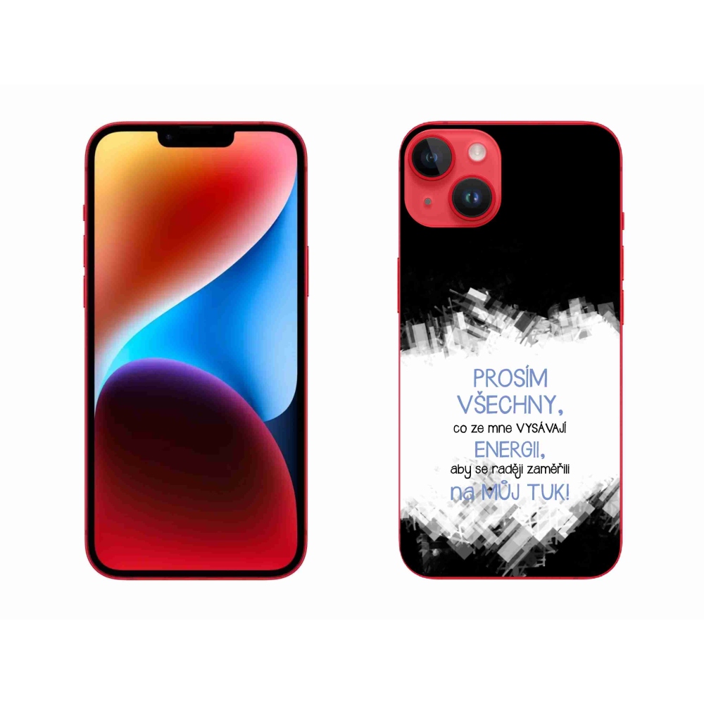 Gélový kryt mmCase na iPhone 14 Plus - vtipný text 1 modrý