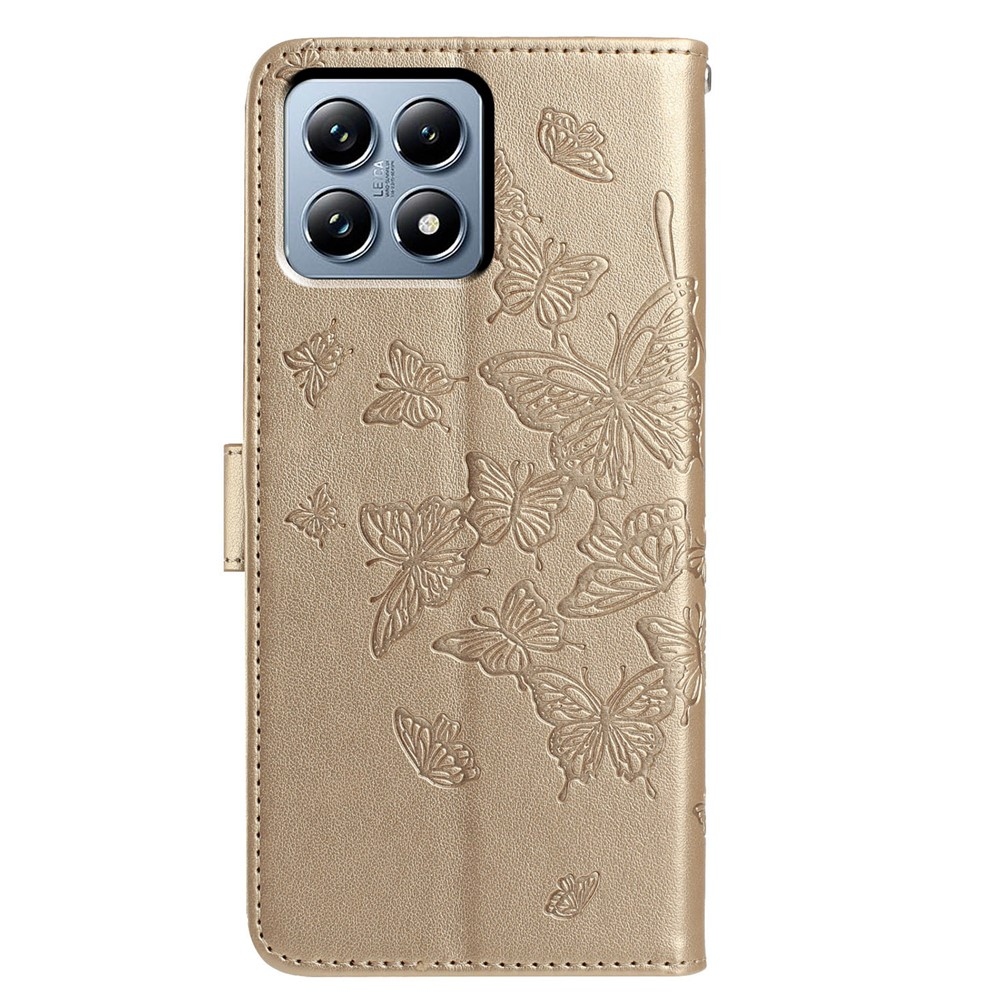 Floral Butterfly knižkové púzdro na Xiaomi 15T Pro - zlaté