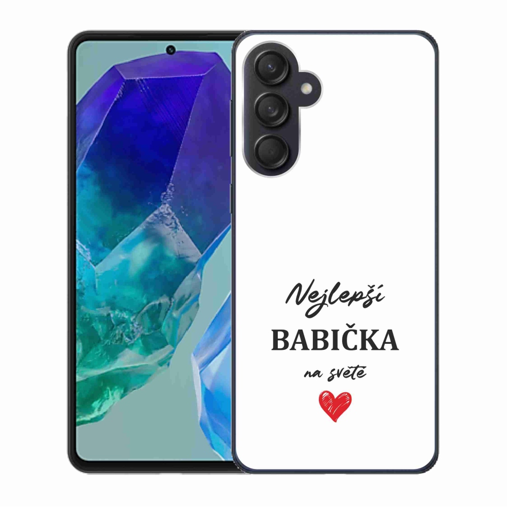 Gélový kryt mmCase na Samsung Galaxy M55 5G - najlepšia babička 1 biele pozadie