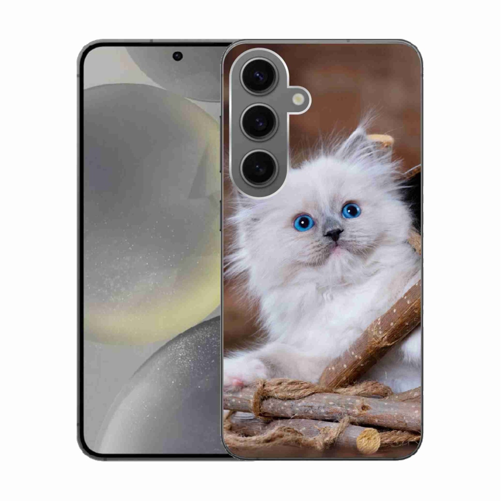 Gélový kryt mmCase na Samsung Galaxy S24 - biele mačiatko