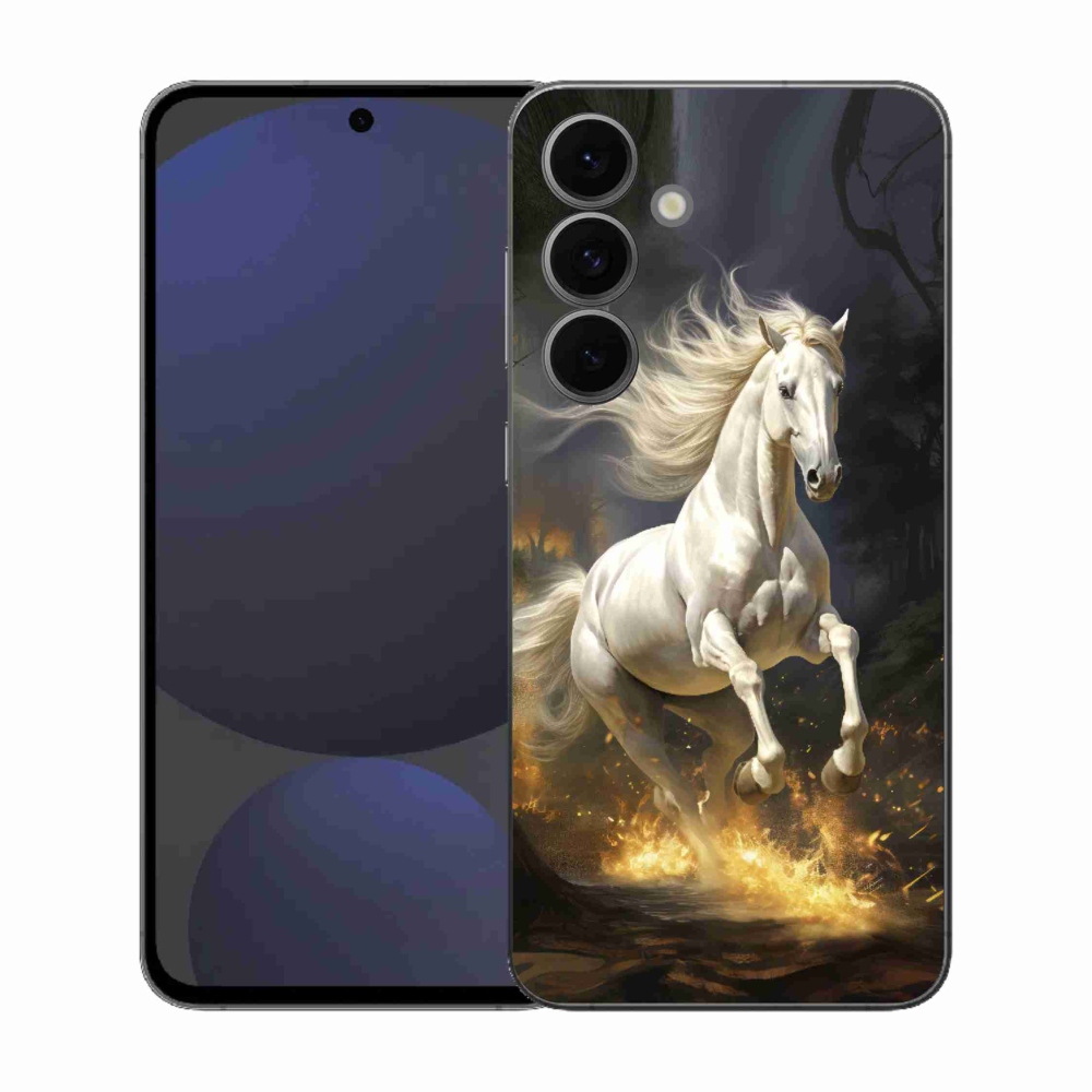 Gélový kryt mmCase na Samsung Galaxy S25 FE - biely kôň 2