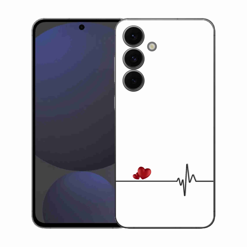 Gélový kryt mmCase na Samsung Galaxy S25 FE - srdce a tep biele pozadie