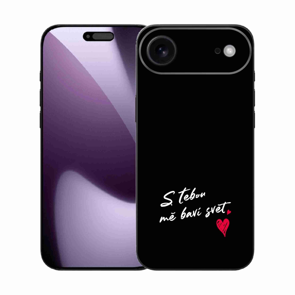 Gélový kryt mmCase na iPhone 17 Air - zamilovaný text 1 čierne pozadie