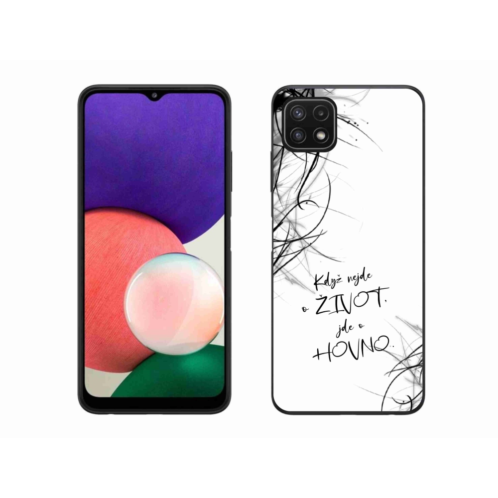 Gélový kryt mmCase na Samsung Galaxy A22 5G - vtipný text 16 biele pozadie