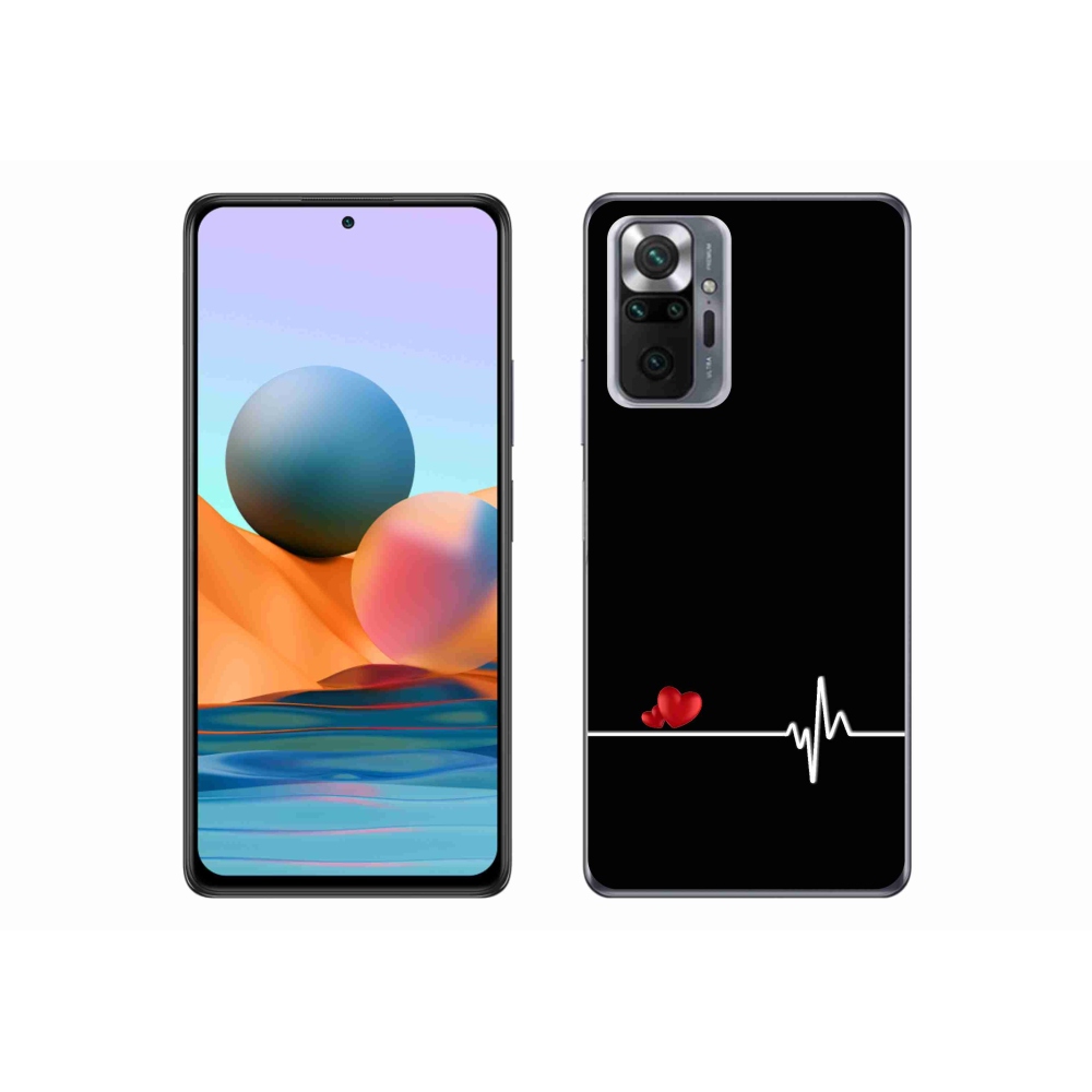 Gélový kryt mmCase na Xiaomi Redmi Note 10 Pro - srdce a tep čierne pozadie