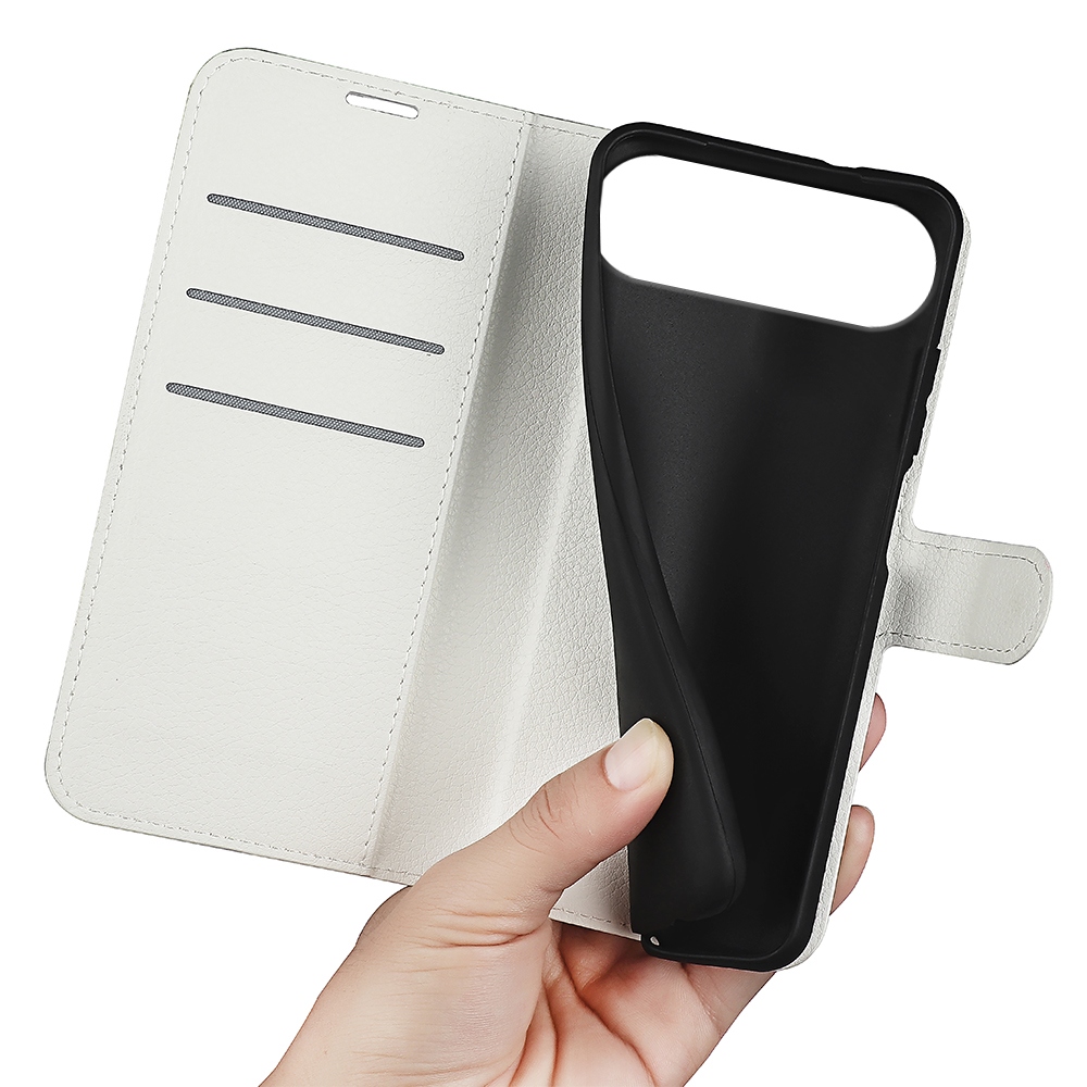 Litchi knižkové púzdro na iPhone 17 Air - biele