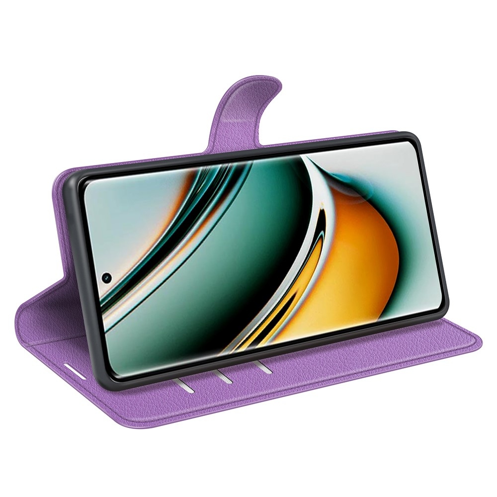 Litchi knižkové púzdro na Realme 11 Pro 5G/11 Pro+ 5G - fialové