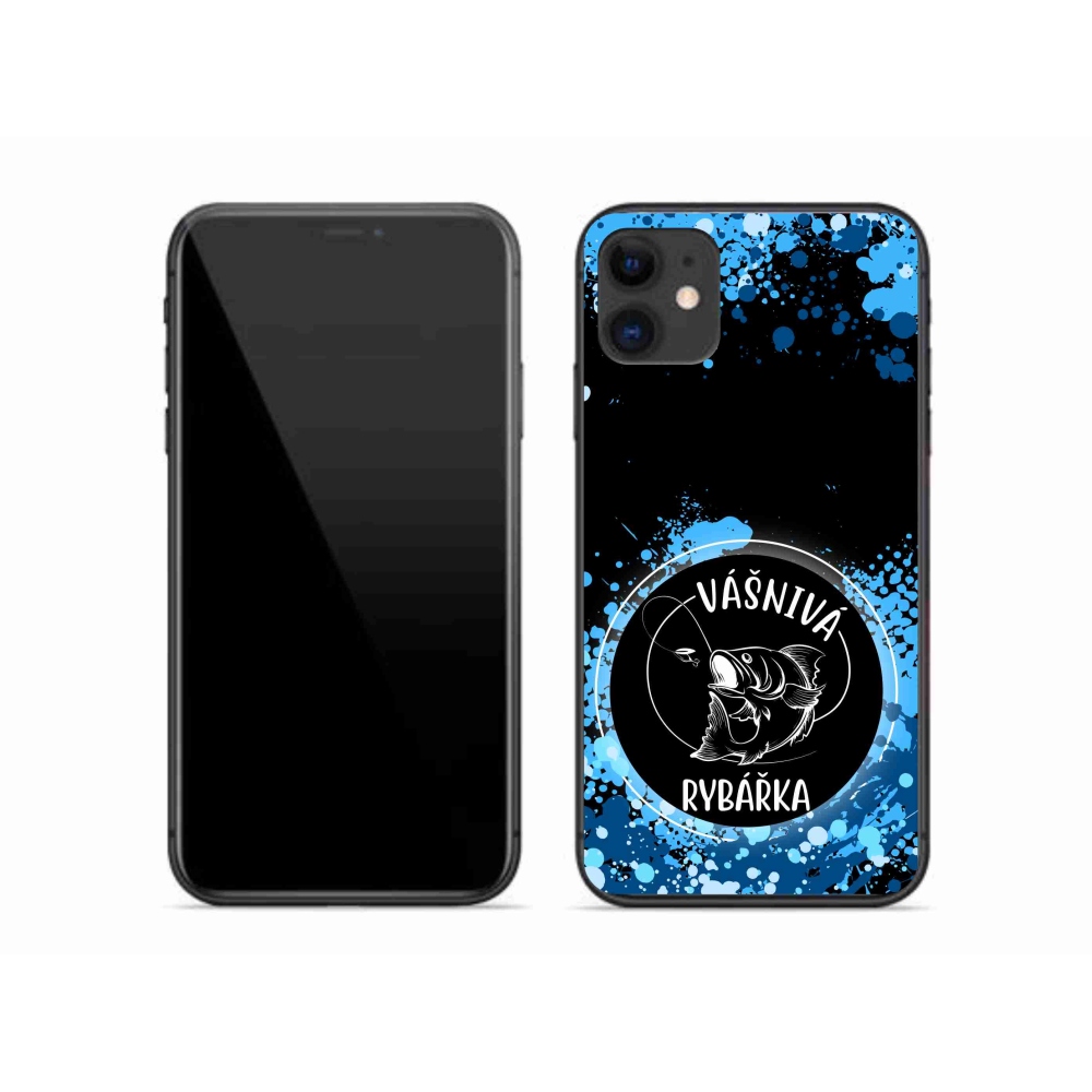 Gélový kryt mmCase na iPhone 11 - vášnivá rybárka čierne pozadie