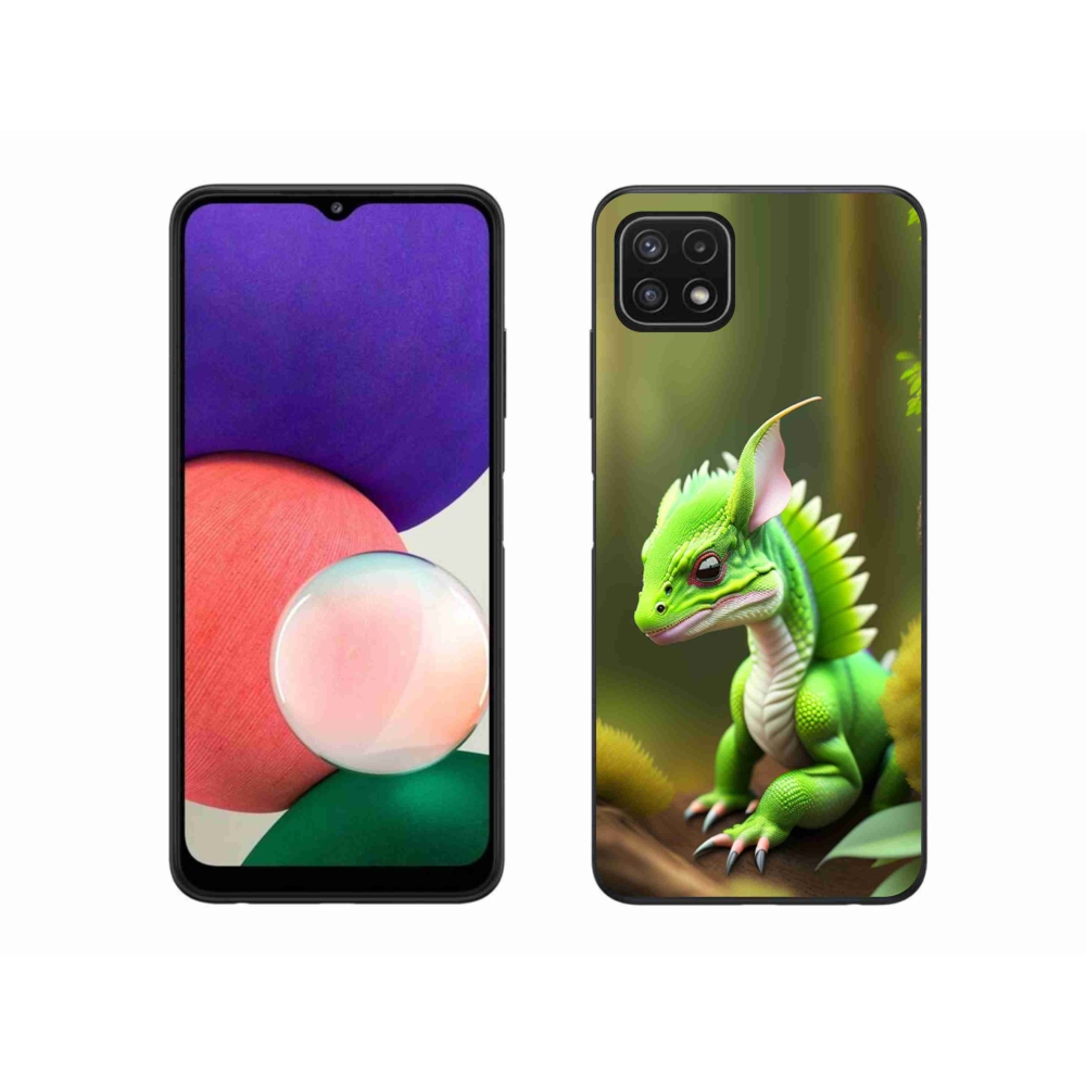 Gélový kryt mmCase na Samsung Galaxy A22 5G - zelený dráčik