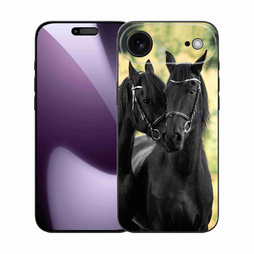 Gélový kryt mmCase na iPhone 17 Air - dva čierne kone