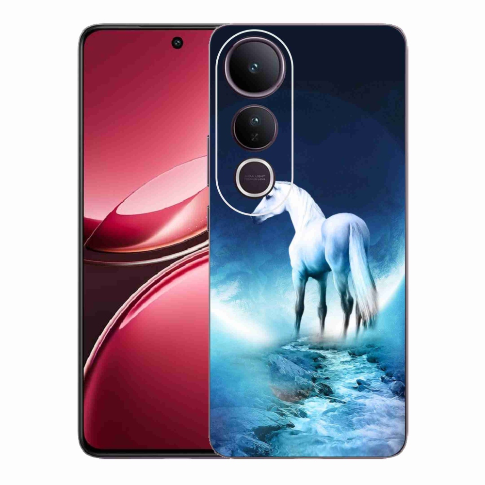 Gélový kryt mmCase na Vivo V50 Lite 4G/5G - biely jednorožec